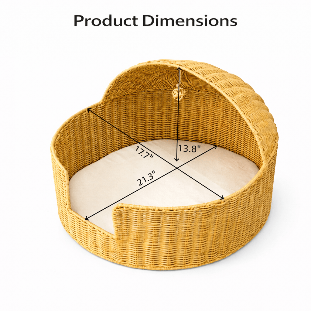 Handwoven Round Rattan Cat Bed, Easy to Assemble, Hand-knitted Cat Basket Bed, Comfortable All-Season Pet Bed, Suitable for Cats and Small Dogs, Indoor\u002FOutdoor Pet Basket