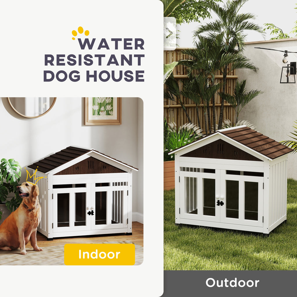 PawHut 40'L Dog House Outdoor Indoor for Small, Medium, Large Dogs