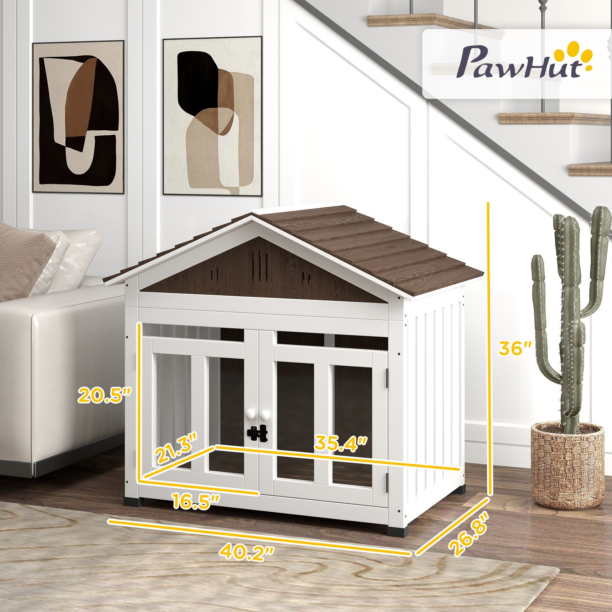 PawHut 40'L Dog House Outdoor Indoor for Small, Medium, Large Dogs