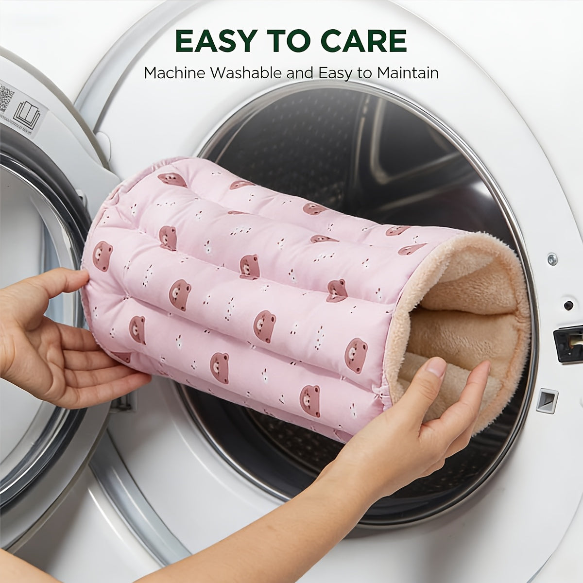 1pc Bear Print 2-in-1 Cat Bed Tunnel Mat Suitable for All- Warm Enclosed Tunnel Bed & Playhouse, Double-Sided Tunnel Design with Cozy Hideout for Indoor Cats, Bedding for Rest and Play for Kittens and Cats